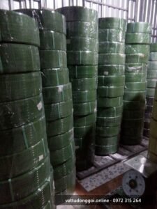 Dây đai PET xanh cuộn 20kg xếp kho - Đỉnh Phong 68
